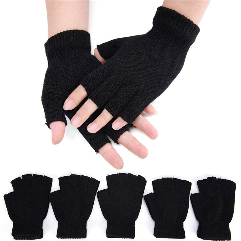 5 Pair Black Half Finger Fingerless Gloves For Bagroom Bingo Sticker Sheets Cotton