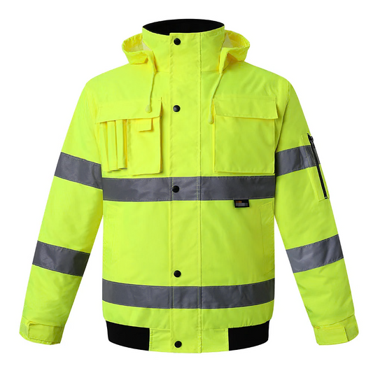 High Visibility Waterproof Windproof Jacket - Yellow Small