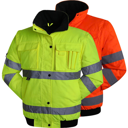 High Visibility Waterproof Windproof Jacket - Orange Small