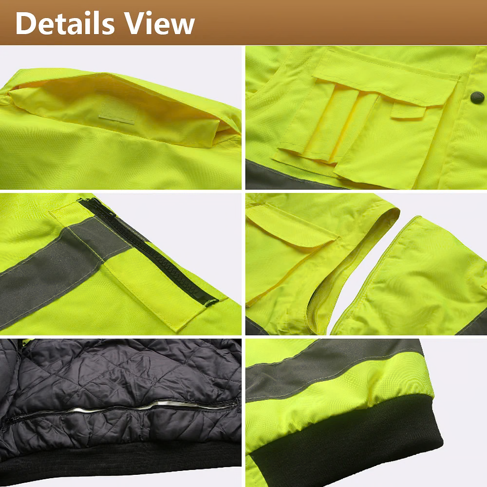 High Visibility Waterproof Windproof Jacket - Yellow Small