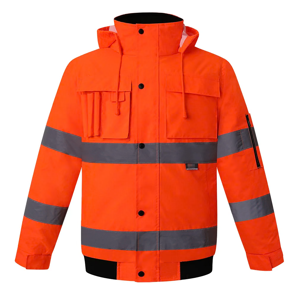 High Visibility Waterproof Windproof Jacket - Orange Small