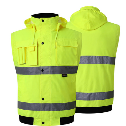 High Visibility Waterproof Windproof Jacket - Yellow Small